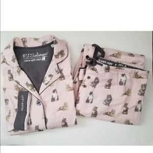 PJ Salvage Flannel Cat Pajamas